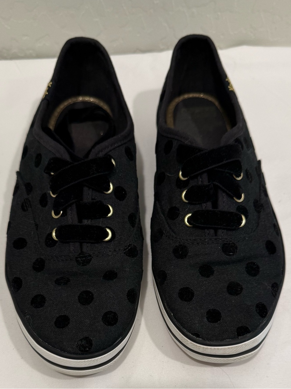 KEDS x KATE SPADE Champion Flocked Polka Dot Sneakers Black Size 6 - Picture 4 of 9